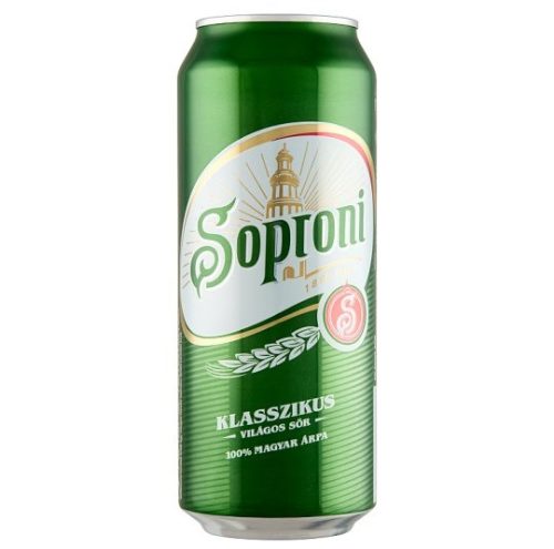 Soproni 0,5l világos dobozos 4,5% DRS